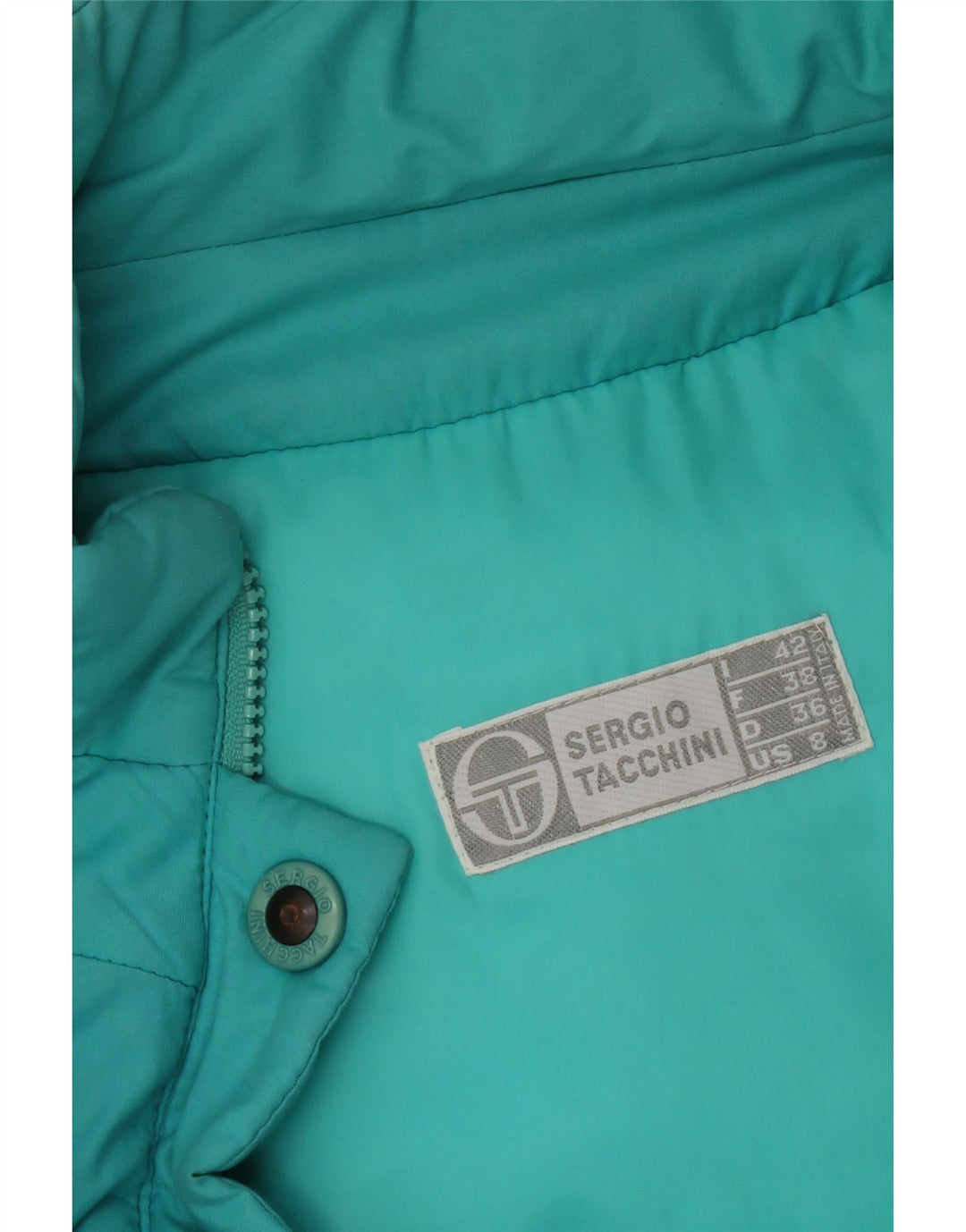 Giacca imbottita corta da donna Sergio Tacchini vestibilità ampia IT 42 medio turchese