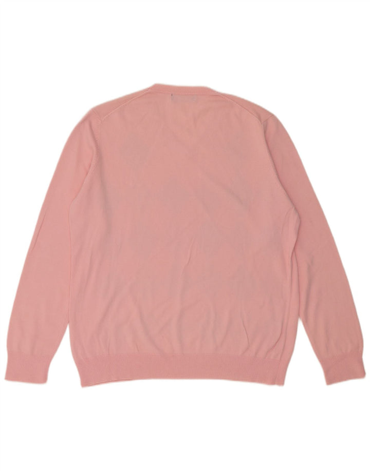 Maglione Zara da uomo con scollo a V grande rosa a rombi/cotone diamante