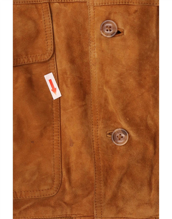 Giacca vintage in pelle scamosciata da uomo IT 50 grande marrone
