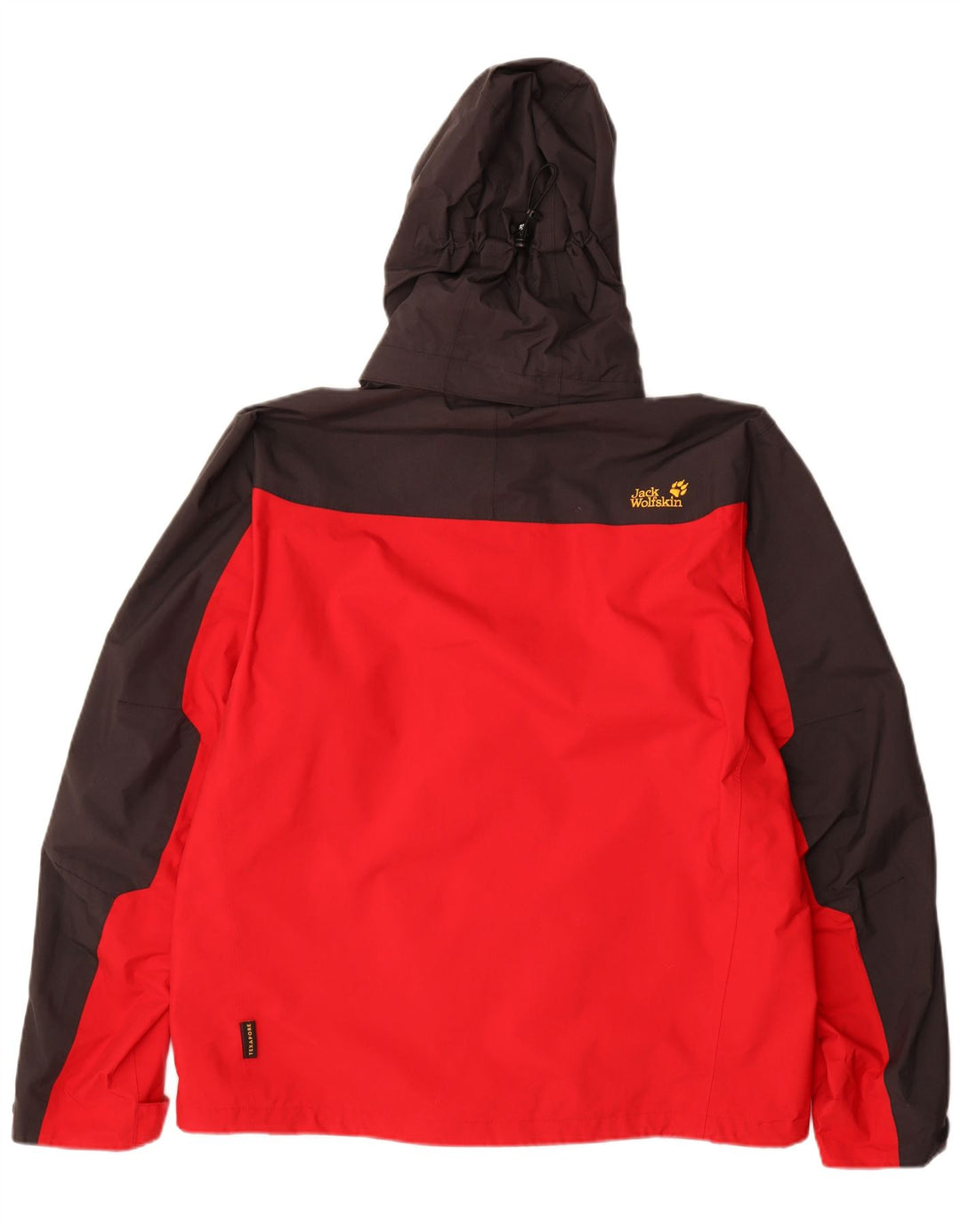 JACK WOLFSKIN Giacca antipioggia da uomo con cappuccio UK 40/42 Large Rosso Colorblock