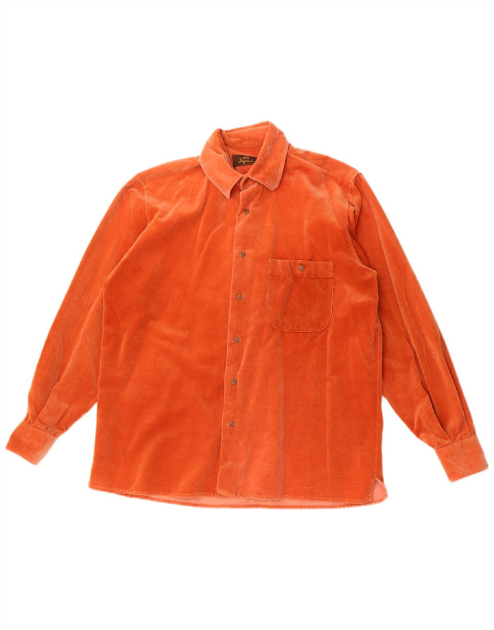 Camicia in velluto da uomo Ingram taglia 16 41 grande cotone arancione