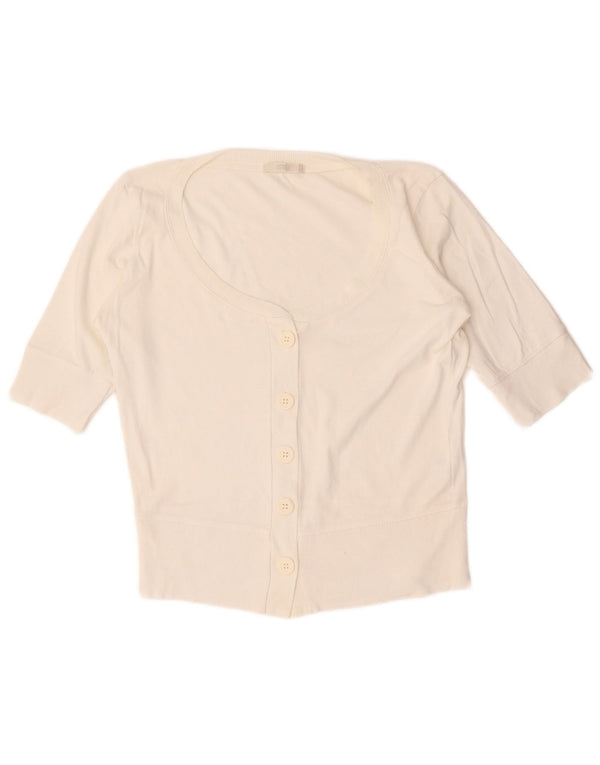 Maglione cardigan a maniche corte da donna Marks & Spencer UK 12 medio bianco
