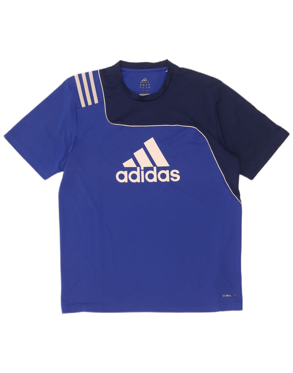 T-shirt grafica Adidas Climalite da uomo UK 40/42 Colorblock blu medio