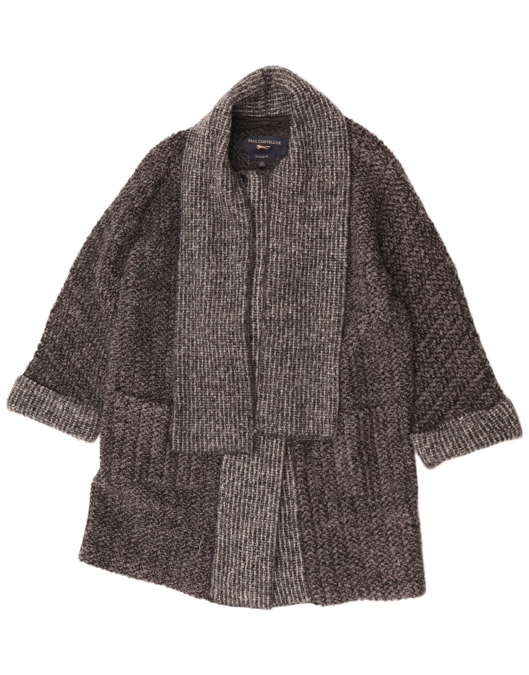 Soprabito oversize da donna Paul Costelloe UK 16 Large grigio in lana color block