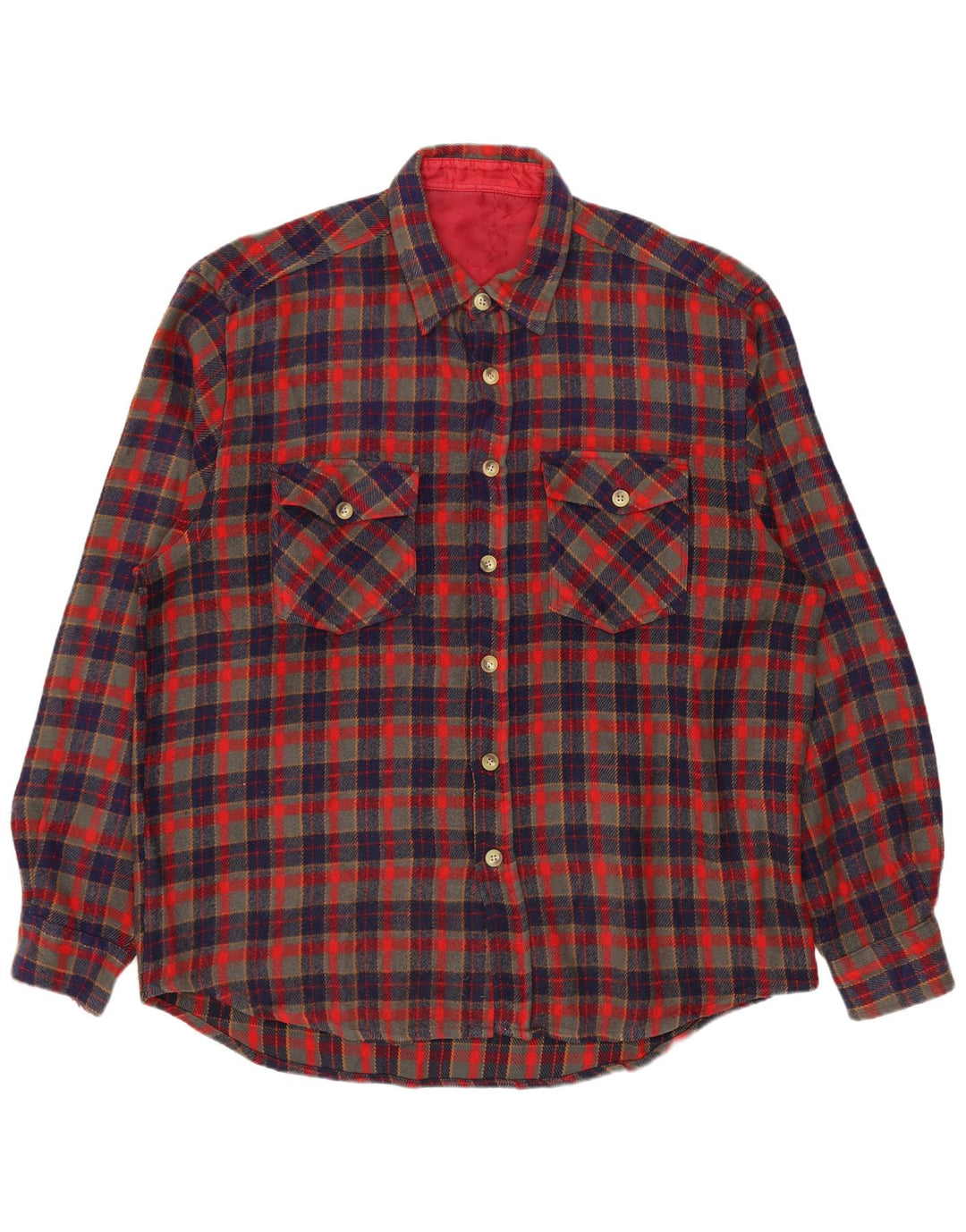 Camicia da uomo in flanella da boscaiolo VINTAGE XL a quadri rossi