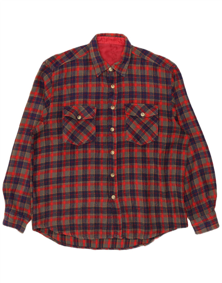Camicia da uomo in flanella da boscaiolo VINTAGE XL a quadri rossi