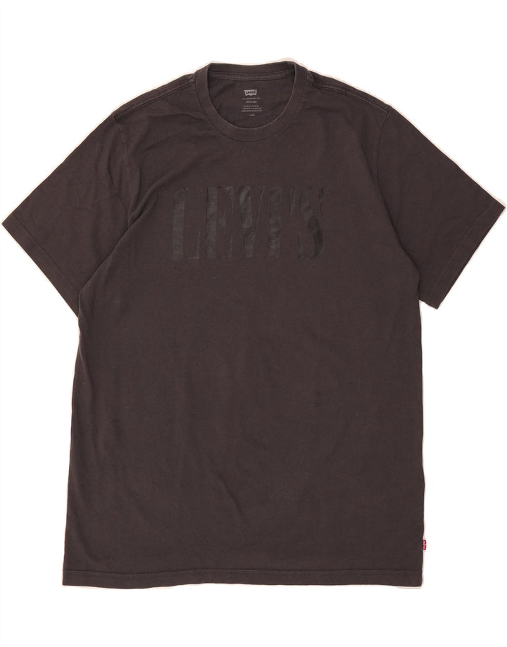 LEVI'S Mens Relaxed Fit Graphic T-Shirt Top Large Grey Cotton Vintage Levi's and Second-Hand Levi's from Messina Hembry 