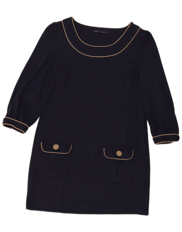 Abito a trapezio da donna con maniche a 3/4 UK 14 Grande poliestere blu navy
