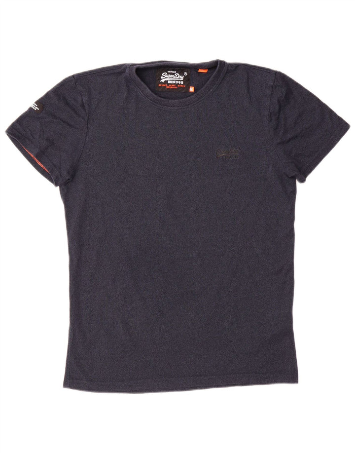 T-shirt da uomo SUPERDRY Top in cotone chiazzato blu navy medio