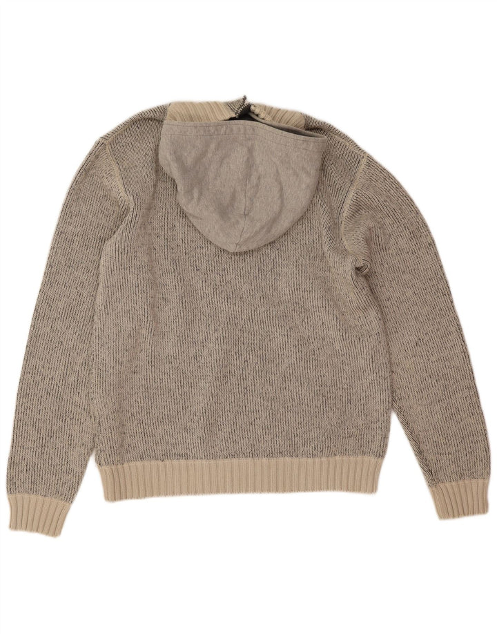 Marlboro Classics Maglione da uomo con cappuccio e collo a bottoni, grande in cotone grigio