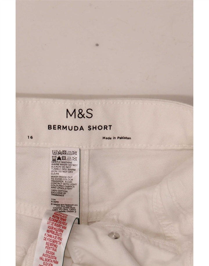 Pantaloncini di jeans Bermuda da donna Marks & Spencer UK 16 Large W34 Cotone bianco