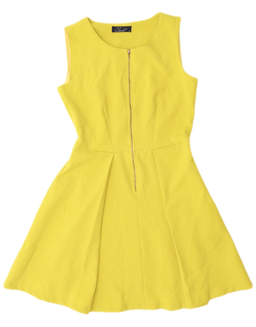 CLOSET Abito da donna senza maniche a trapezio UK 12 Poliestere giallo medio