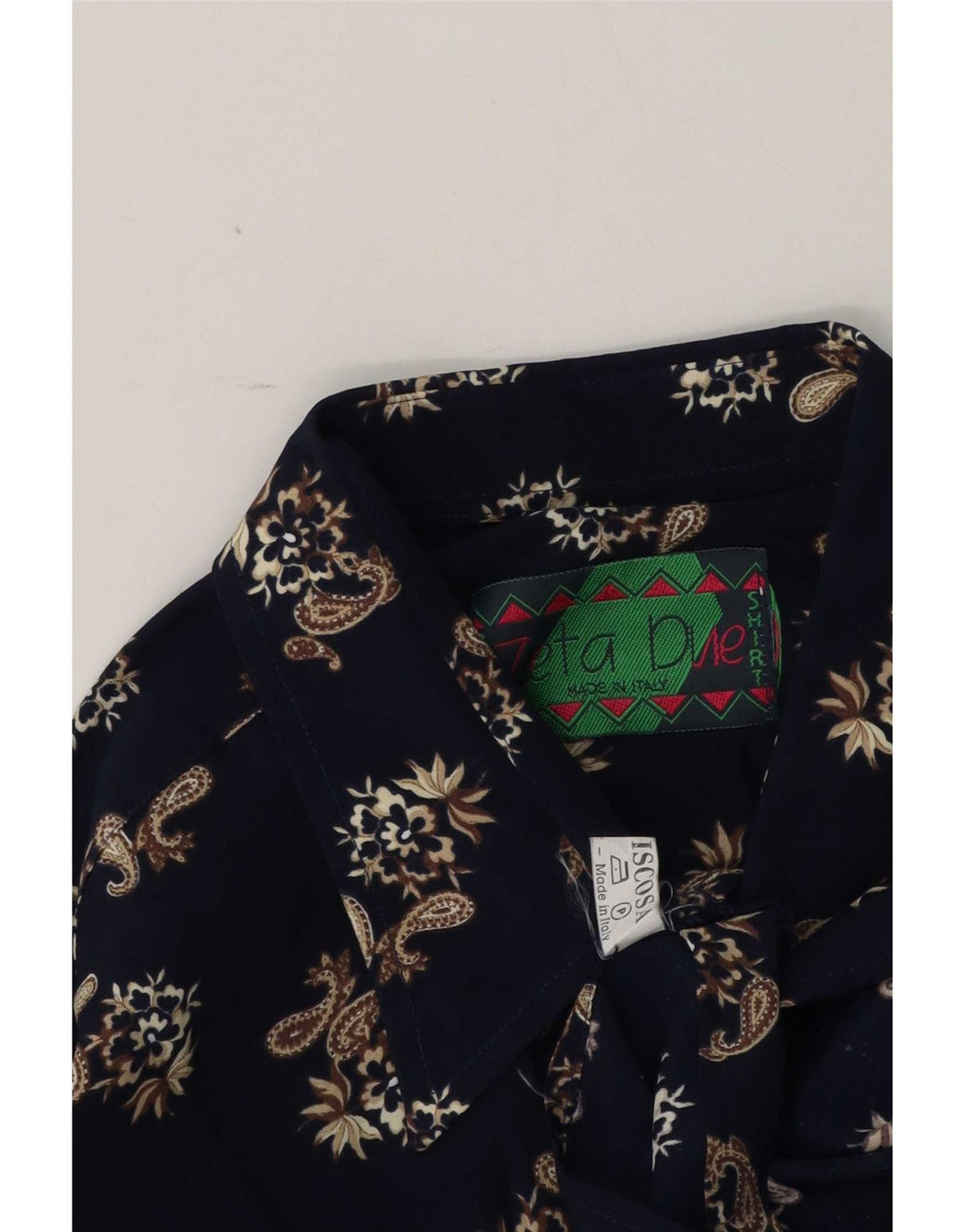Camicia vintage da uomo grande in viscosa Paisley blu navy