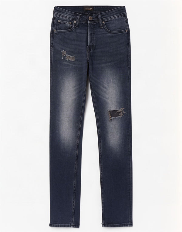 Jack & Jones Uomo GLENN Jeans slim effetto consumato W27 L32 cotone blu