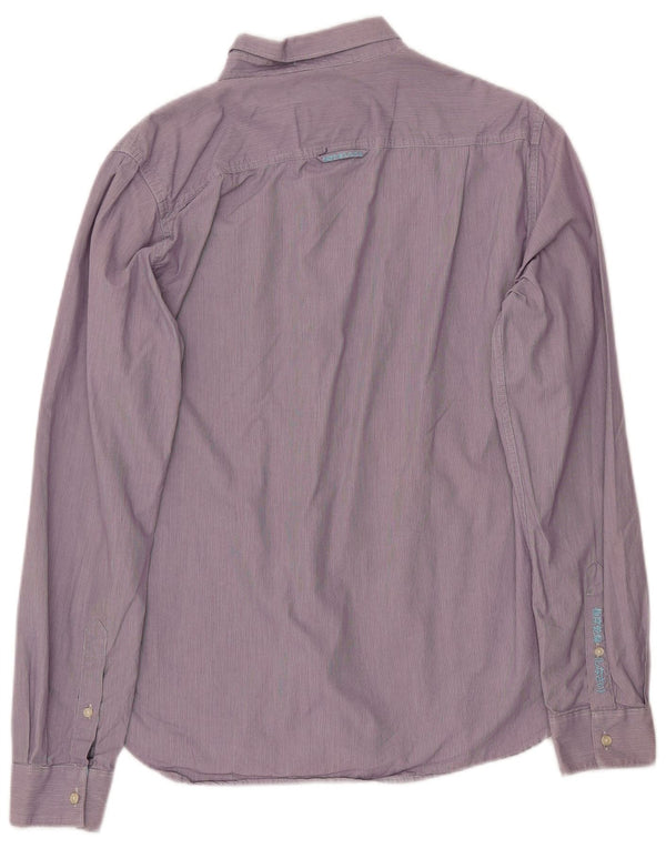 Camicia da uomo SUPERDRY grande cotone gessato viola