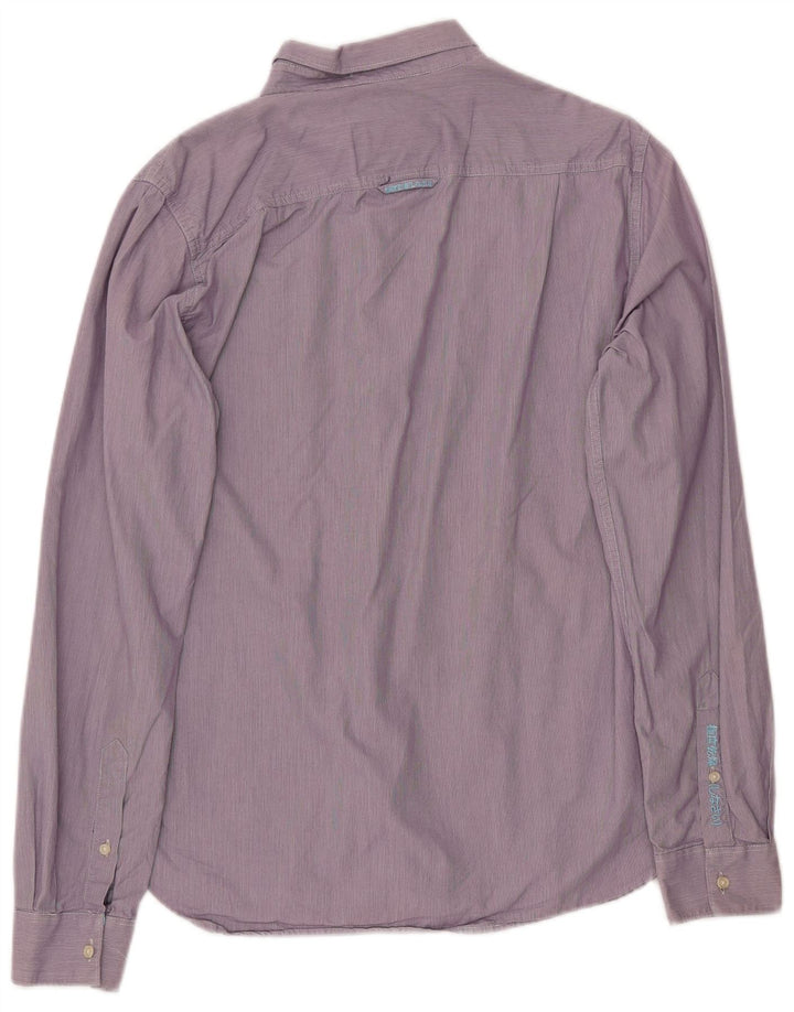 Camicia da uomo SUPERDRY grande cotone gessato viola