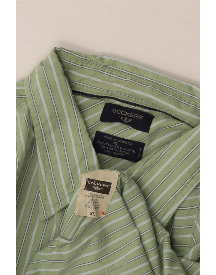 DOCKERS Camicia da uomo XL in cotone gessato verde