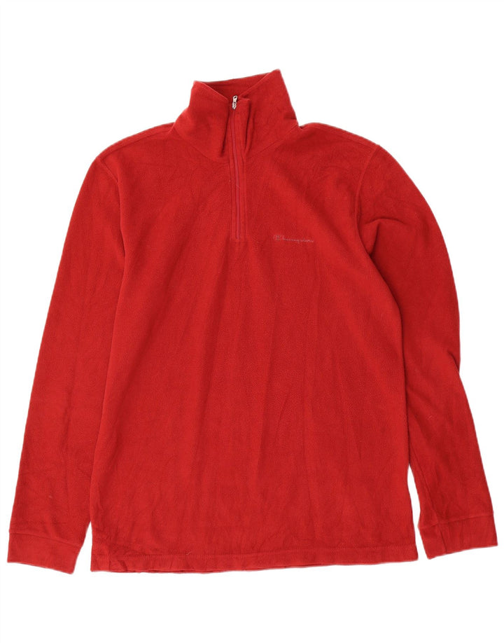 Maglione in pile da uomo Champion con zip e collo rosso medio