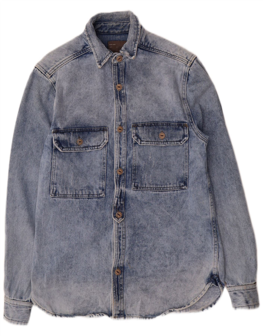 Camicia di jeans Zara da uomo vestibilità regolare piccola in cotone blu