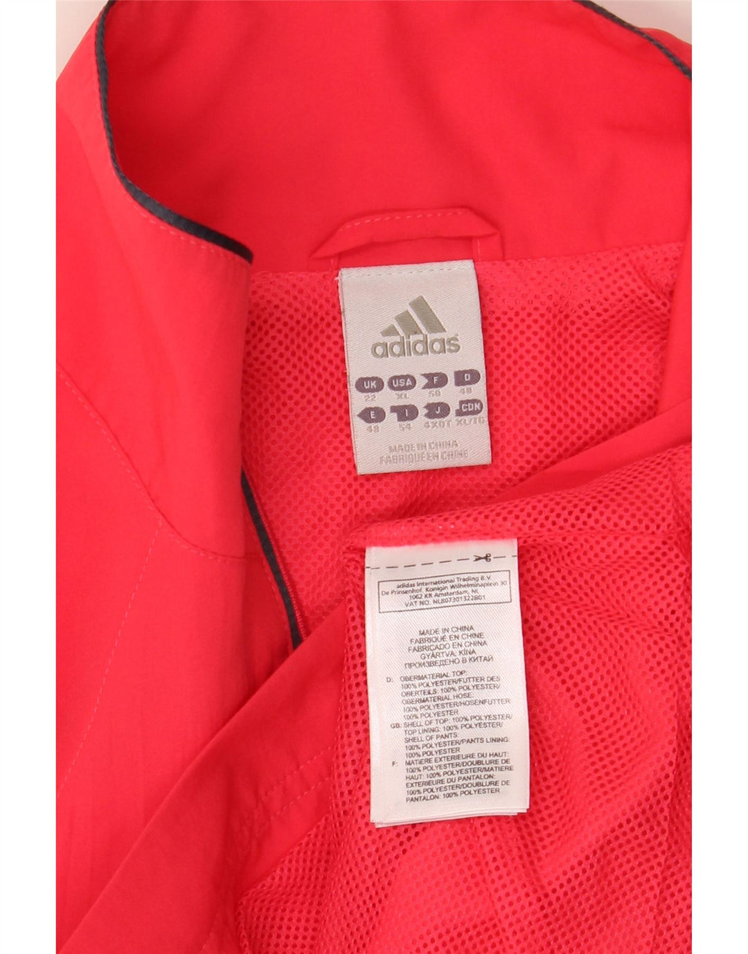 Giacca da tuta da donna Adidas UK 22 XL poliestere rosso