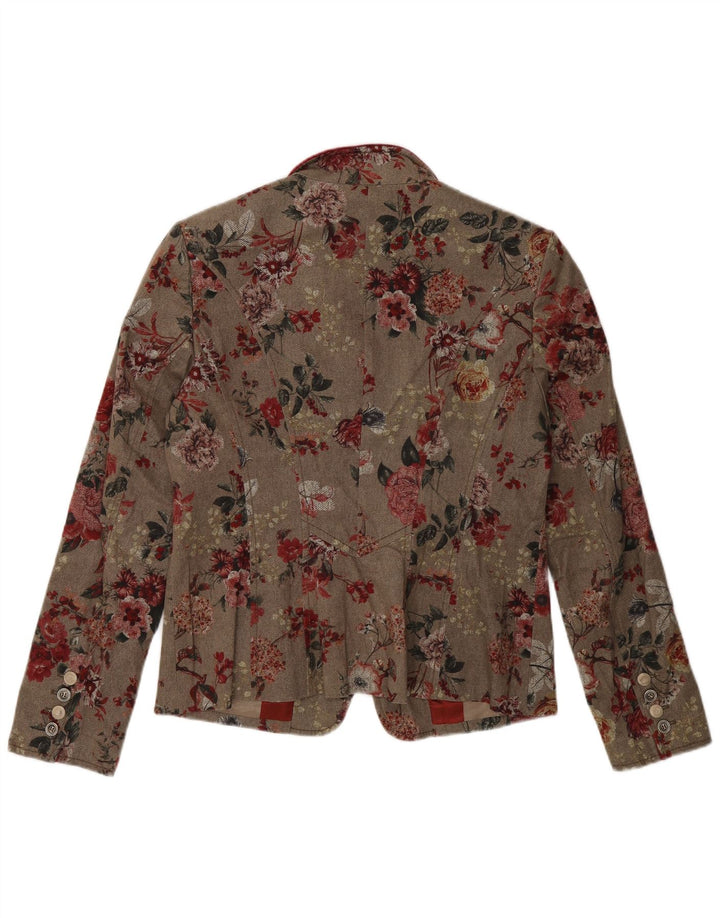 White Label Giacca blazer a 5 bottoni da donna UK 14 Cotone floreale grigio medio