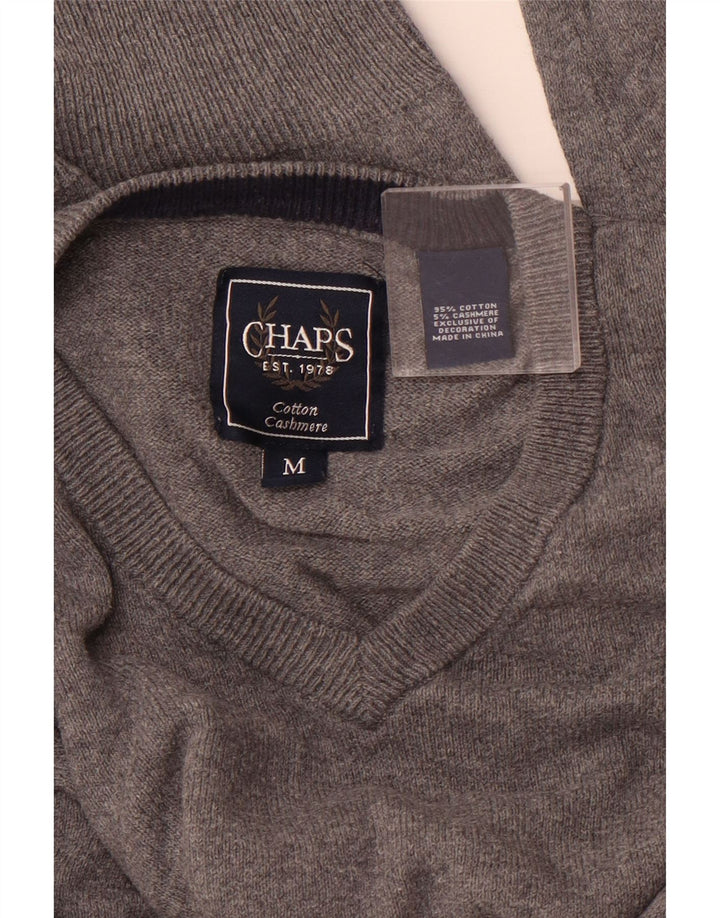 Maglione da uomo con scollo a V CHAPS in cotone grigio medio