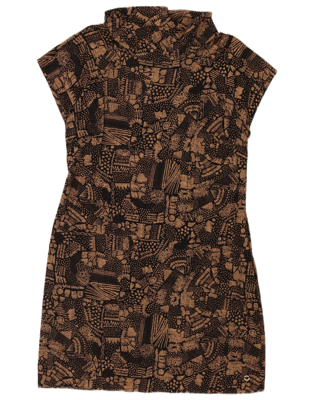 Abito tubino da donna Skunkfunk UK 12 Cotone geometrico marrone medio
