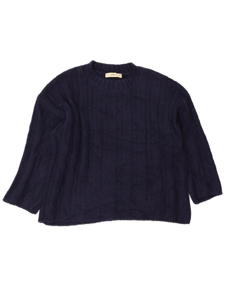 Maglione maglione girocollo oversize da donna Zara UK 14 blu navy medio
