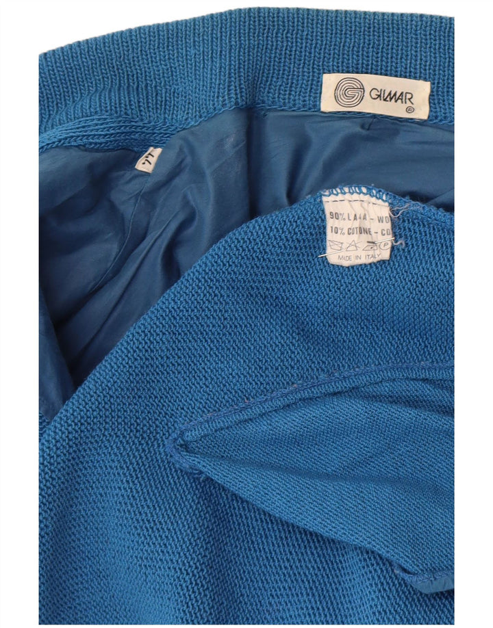 Maglione cardigan da donna vintage IT 44 lana blu medio