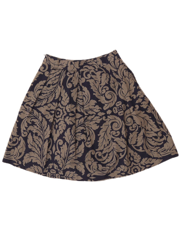Gonna a trapezio plissettata da donna Boden UK 8 piccola W27 cotone paisley blu navy