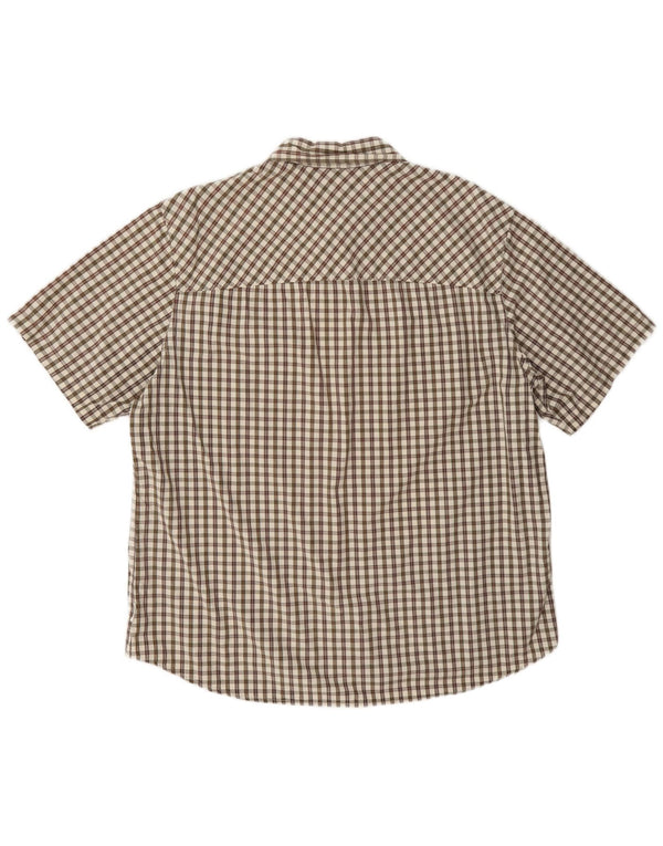 Camicia da uomo a maniche corte Regular Fit Jack Wolfskin UK 44/46 XL Marrone a quadri