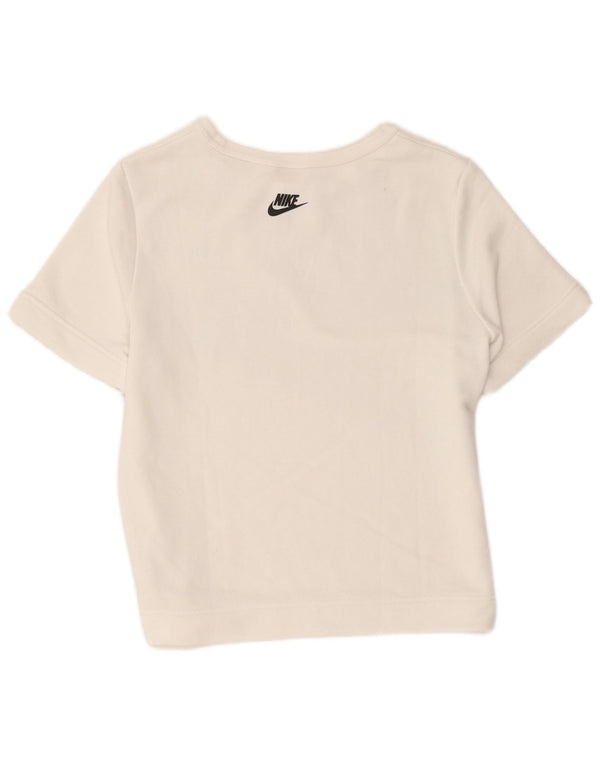 Felpa Nike da donna con grafica a maniche corte, taglia UK 14, colore bianco medio