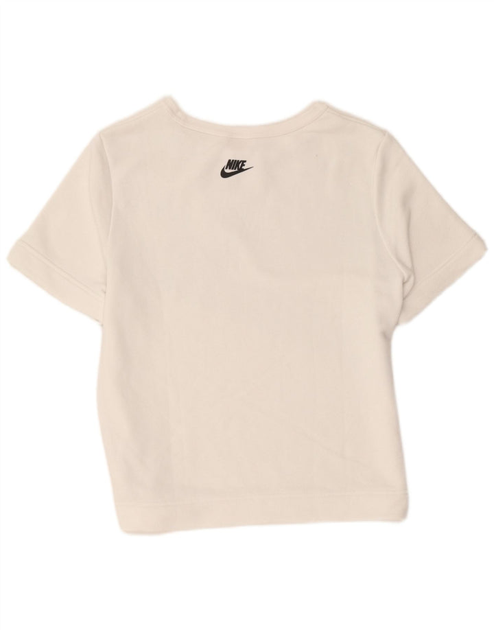 Felpa Nike da donna con grafica a maniche corte, taglia UK 14, colore bianco medio