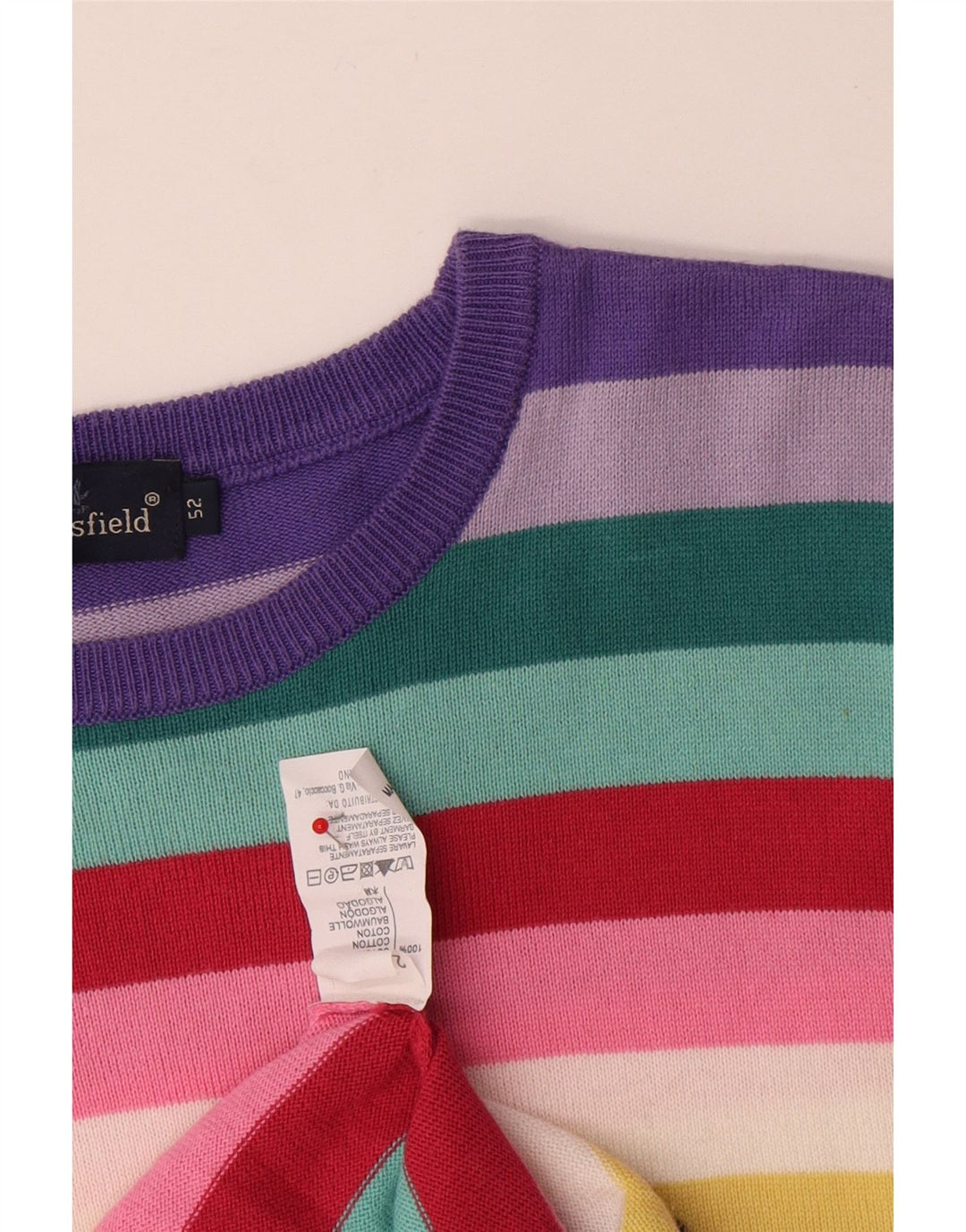 Maglione maglione girocollo da uomo Brooksfield IT 52 grandi righe multicolori