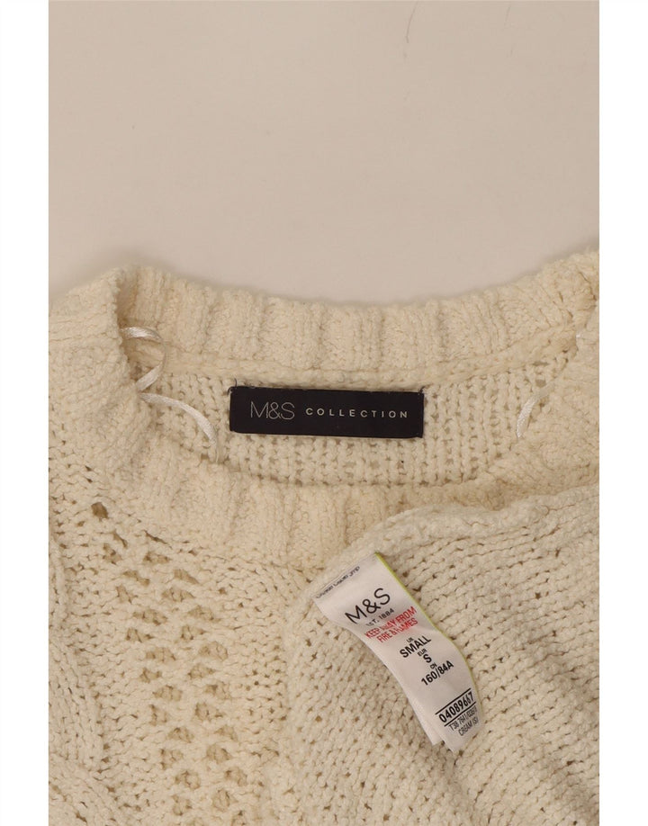 MARKS & SPENCER Womens Boat Neck Jumper Sweater UK 10 Small Off White Vintage Marks & Spencer and Second-Hand Marks & Spencer from Messina Hembry 