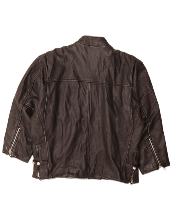 Giacca in pelle vintage da uomo UK 44 2XL Pelle nera