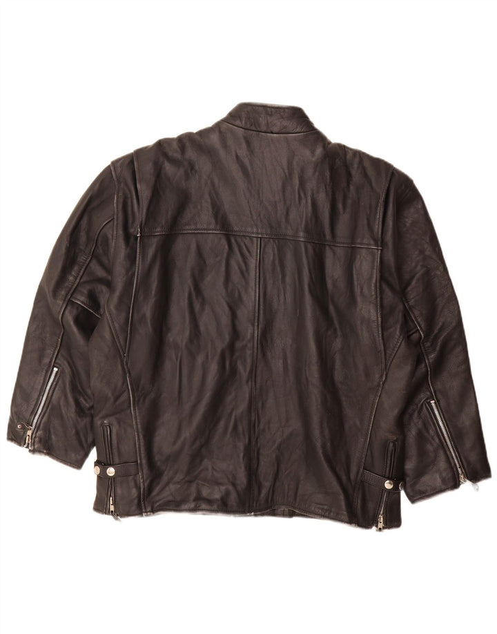 Giacca in pelle vintage da uomo UK 44 2XL Pelle nera