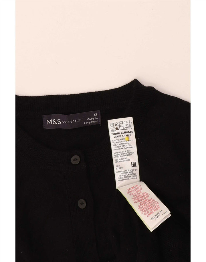 Maglione cardigan corto da donna Marks & Spencer UK 12 viscosa nera media