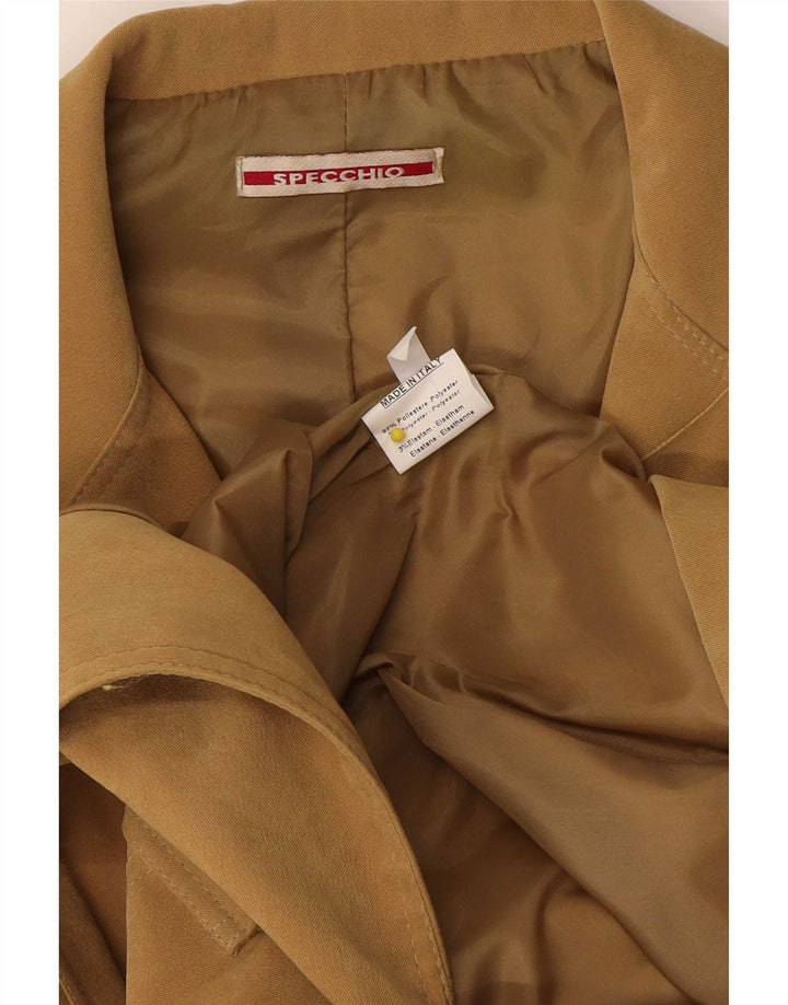 Giacca blazer da donna a 4 bottoni Specchio UK 14 grande poliestere beige
