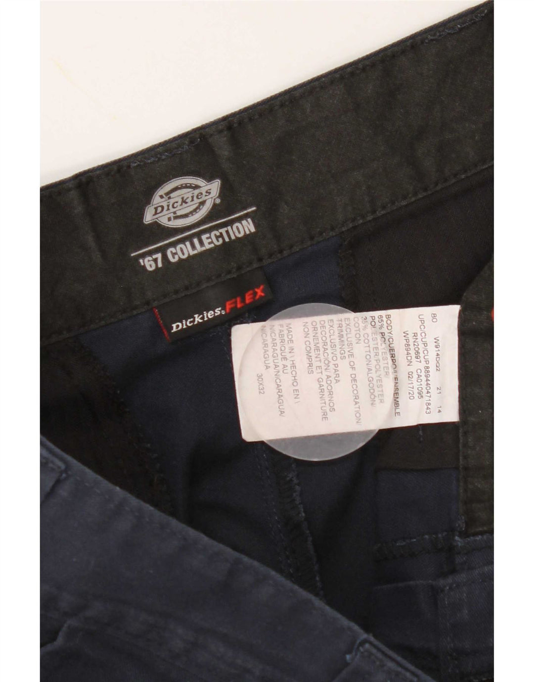 Pantaloni chino dritti da uomo Dickies W30 L32 poliestere blu navy