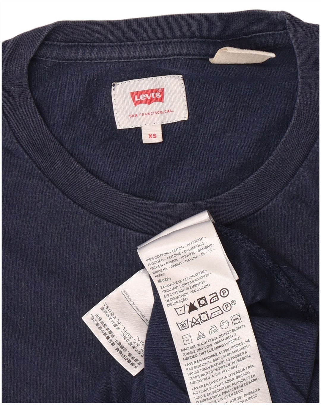 LEVI'S Mens T-Shirt Top XS Navy Blue Cotton