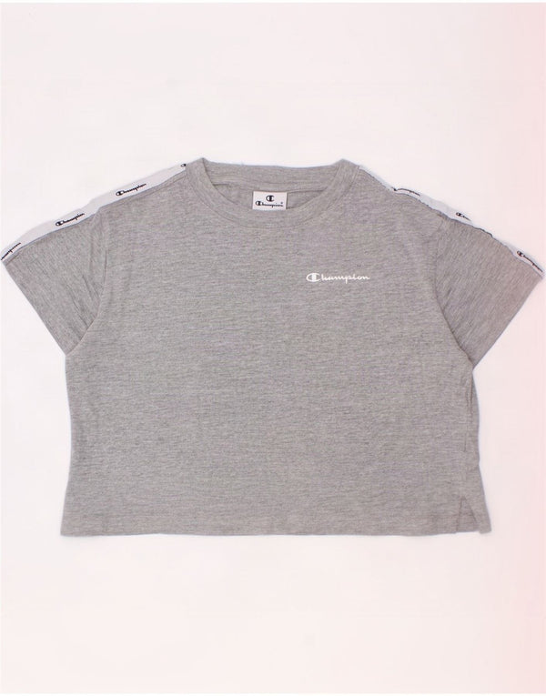 T-shirt grafica per ragazze Champion Top 7-8 anni Small in cotone color block grigio