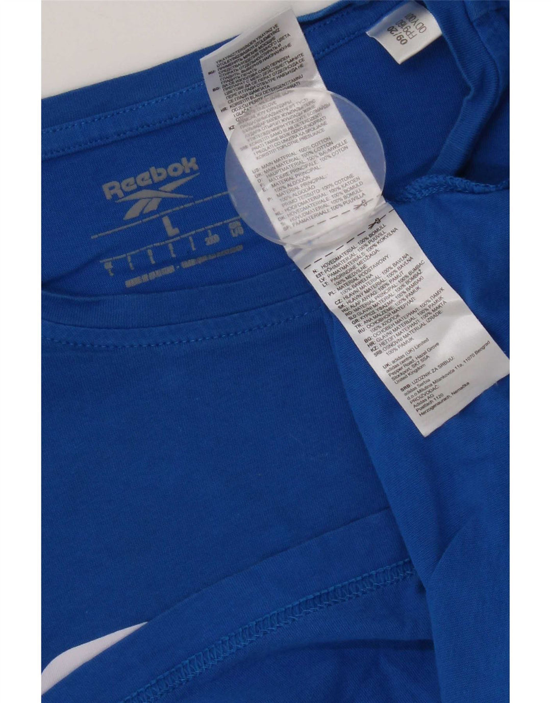 T-shirt grafica regolare da uomo a maniche corte Reebok Top grande in cotone blu
