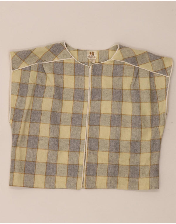 Camicetta corta oversize da donna vintage EU 34 XS a quadri gialli