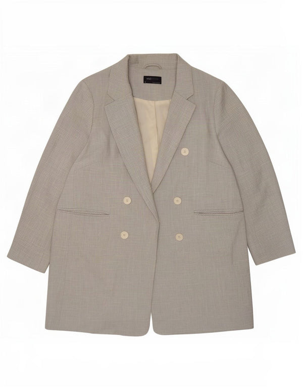 Cappotto doppiopetto da donna Marks & Spencer UK 20 2XL Poliestere a quadri blu
