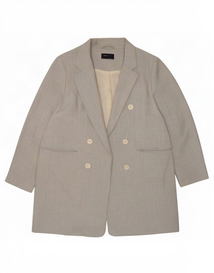 Cappotto doppiopetto da donna Marks & Spencer UK 20 2XL Poliestere a quadri blu