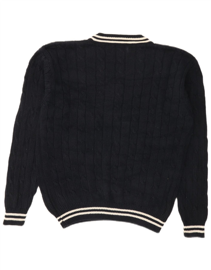 Maglione da uomo con scollo a V Charro in cotone a righe medie blu navy
