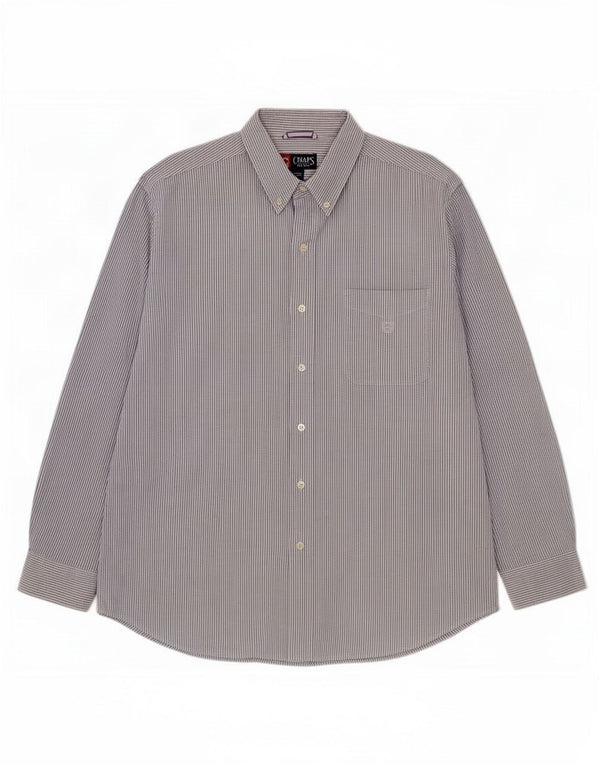 Camicia Uomo Chaps Large Blu Gessato In Cotone