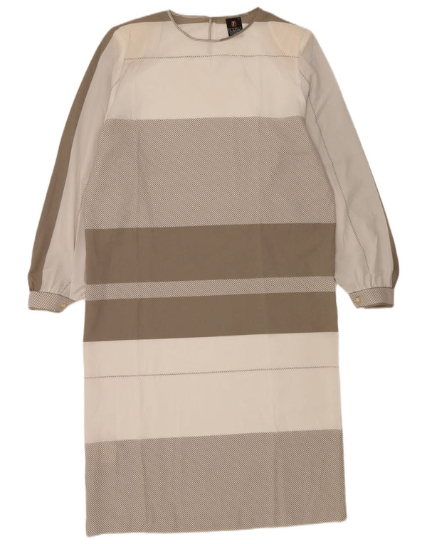 Fiorella Rubino Abito a trapezio da donna a maniche lunghe UK 16 Large Grey Striped