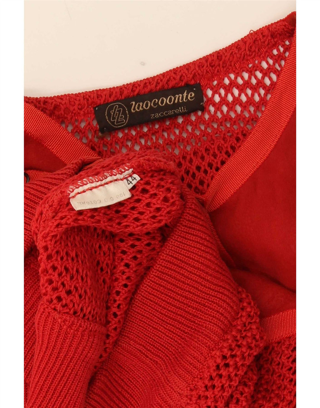 Maglione cardigan trasparente da donna vintage IT 44 rosso medio
